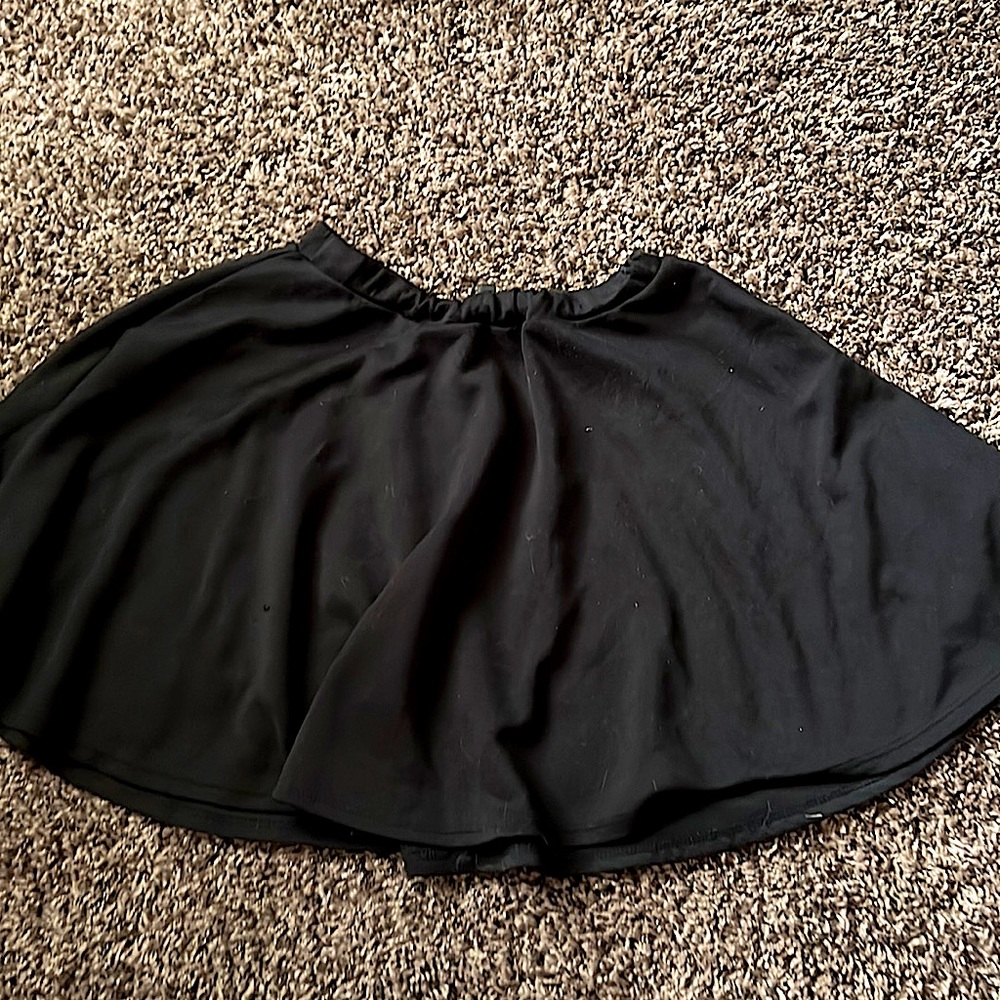 Black Flared Skirt with Elastic Waist